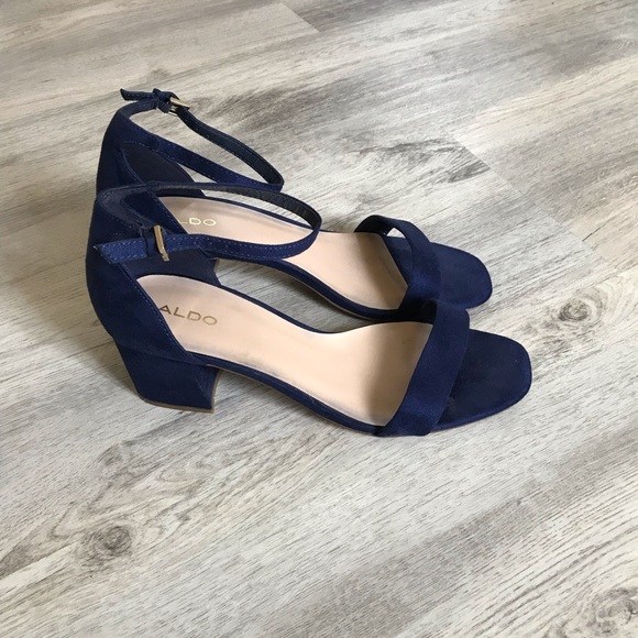 HOST PICK 🥰Aldo Navy Blue Suede Block Heel Sandal Villarosa Style Size 9 - Picture 4 of 7
